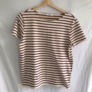 Mod Ref Red + Cream Stiped Boxy High Boatneck Tee